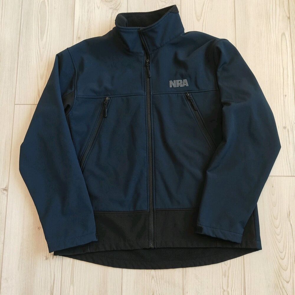 NRA Men's Full Zip Blue Black Fleece National Rifle Association Jacket Size L